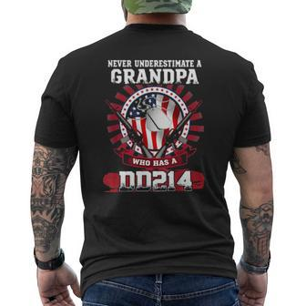 Never Underestimate A Grandpa Who Has A Dd214 Mens Back Print T-shirt | Mazezy