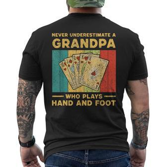 Never Underestimate A Grandpa Who Plays Hand And Foot Men's T-shirt Back Print | Mazezy AU