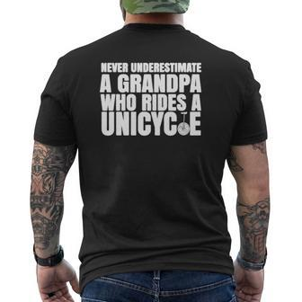 Never Underestimate A Grandpa Who Rides A Unicycle Mens Back Print T-shirt | Mazezy CA