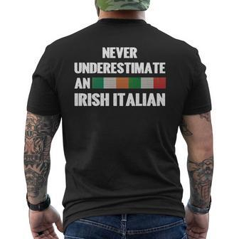 Never Underestimate An Irish Italian Flag Men's T-shirt Back Print - Seseable