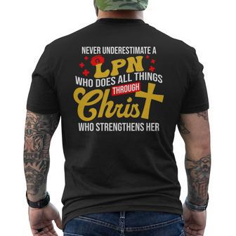 Never Underestimate A Lpn Who Does All Things Men's T-shirt Back Print - Seseable