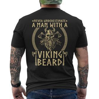 Never Underestimate A Man With A Viking Beard Men's T-shirt Back Print | Mazezy