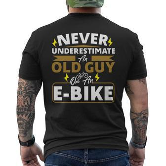Never Underestimate An Old Guy On A Bicycle E-Bike Meme Men's T-shirt Back Print - Seseable