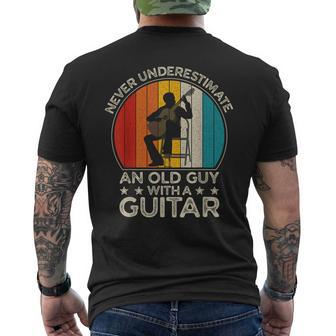 Never Underestimate An Old Guy With A Guitar Retro Vintage Men's T-shirt Back Print - Monsterry DE