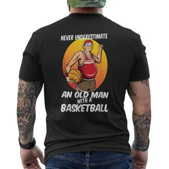 Never Underestimate An Old Man With A Basketball For Players Men's T-shirt Back Print | Mazezy