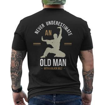 Never Underestimate An Old Man With A Black Belt Karate Men's T-shirt Back Print - Monsterry CA
