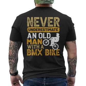 Never Underestimate An Old Man With A Bmx Bike Cycling Men's T-shirt Back Print | Mazezy