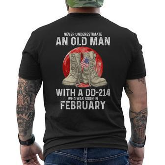 Never Underestimate An Old Man With A Dd-214 February Men's T-shirt Back Print | Mazezy