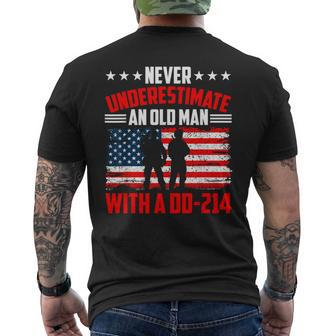Never Underestimate An Old Man With A Dd214 Veterans Day Men's T-shirt Back Print | Mazezy UK