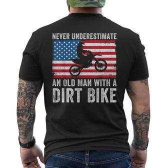Never Underestimate An Old Man With A Dirt Bike Grandpa Dad Men's T-shirt Back Print | Mazezy DE
