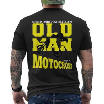 Never Underestimate An Old Man On A Dirtbike Motocross Men's T-shirt Back Print - Monsterry CA