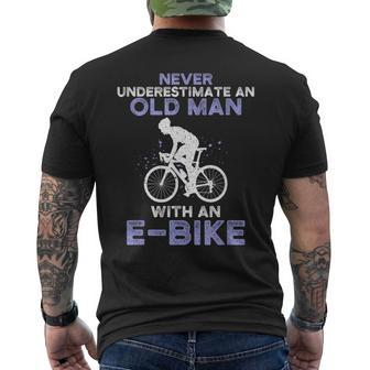 Never Underestimate An Old Man With An E-Bike Bike Men's T-shirt Back Print - Seseable