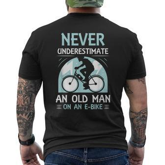 Never Underestimate An Old Man On An E-Bike Electric Biking Men's T-shirt Back Print | Mazezy
