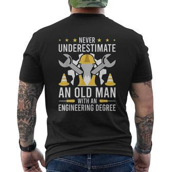 Never Underestimate An Old Man With An Engineering Degree Mens Back Print T-shirt - Thegiftio UK