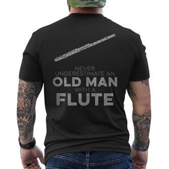 Never Underestimate An Old Man With Flute Vintage Novelty Men's T-shirt Back Print - Monsterry CA