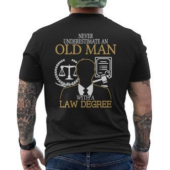 Never Underestimate An Old Man With A Law Degree Mens Back Print T-shirt - Seseable