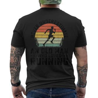 Never Underestimate An Old Man Who Loves Running Runner Men's T-shirt Back Print | Mazezy