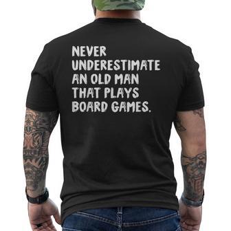 Never Underestimate An Old Man That Plays Board Games Men's T-shirt Back Print - Monsterry CA