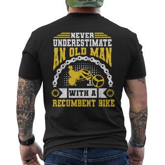 Never Underestimate And Old Man With A Recumbent Bike Biker Men's T-shirt Back Print | Mazezy DE