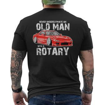 Never Underestimate An Old Man In A Rotary 13B Turbo Men's T-shirt Back Print | Mazezy