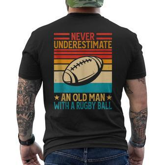 Never Underestimate An Old Man With A Rugby Ball Rugby Men's T-shirt Back Print - Seseable