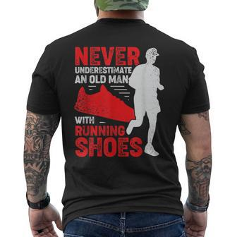 Never Underestimate An Old Man With Running Shoes Men's T-shirt Back Print | Mazezy