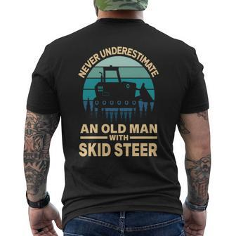 Never Underestimate Old Man With A Skid Sr Construction Men's T-shirt Back Print - Seseable