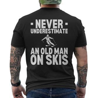 Never Underestimate An Old Man On Skis Winter Men's T-shirt Back Print - Seseable