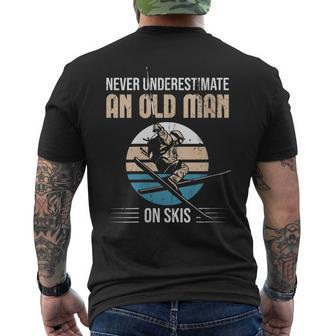 Never Underestimate An Old Man On Skis Old Man Ski Men's T-shirt Back Print - Seseable