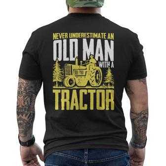 Never Underestimate An Old Man With A Tractor Farming Farm Men's T-shirt Back Print | Mazezy CA