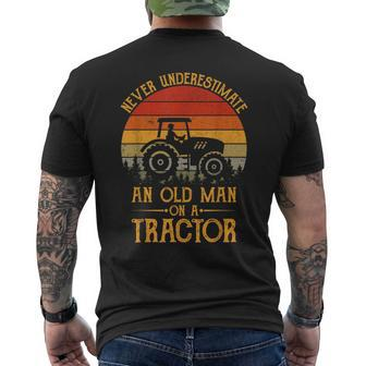 Never Underestimate An Old Man With A Tractor Farmers Men's T-shirt Back Print - Thegiftio UK