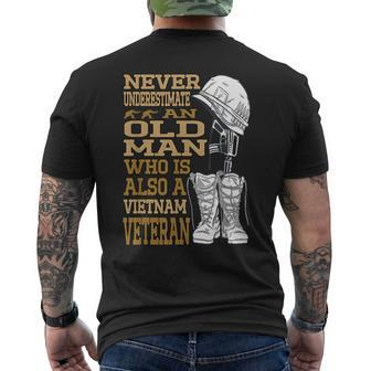 Never Underestimate An Old Man Vietnam Veteran Patriotic Dad Men's T-shirt Back Print | Mazezy AU