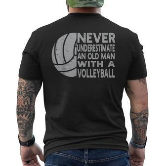 Never Underestimate An Old Man With Volleyball Coach Grandpa Men's T-shirt Back Print | Mazezy UK