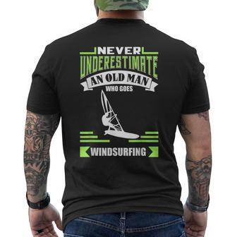 Never Underestimate An Old Man Windsurfing Men's T-shirt Back Print | Mazezy