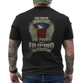 Never Underestimate The Power Of A Filipino Mens Back Print T-shirt - Thegiftio UK
