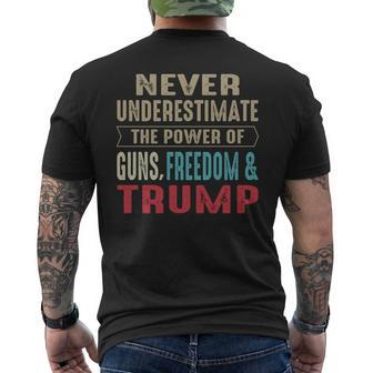 Never Underestimate The Power Of Guns Freedom & Trump Men's T-shirt Back Print | Mazezy UK