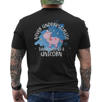 Never Underestimate The Power Of A Unicorn Quote Men's T-shirt Back Print - Thegiftio UK