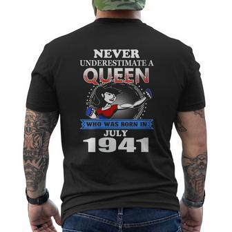 Never Underestimate A Queen Born In July 1941 Men's T-shirt Back Print - Monsterry