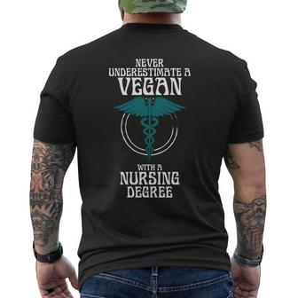 Never Underestimate A Vegan With A Nursing Degree Men's T-shirt Back Print - Thegiftio UK