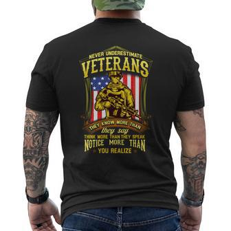 Never Underestimate A Veteran Military Men's T-shirt Back Print - Thegiftio UK