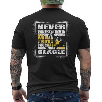 Never Underestimate Woman Courage And Her Beagle Men's T-shirt Back Print | Mazezy