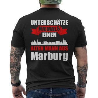 Underestimates Never An Old Man From Marburg Men's T-shirt Back Print | Mazezy