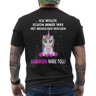 Unicorn Ich Wollte Schon Immer Was Mit Menschen Machen T-Shirt mit Rückendruck - Seseable