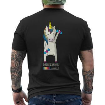 Unicorn Installing Muscle Fitness Gym Workout Men's T-shirt Back Print - Monsterry