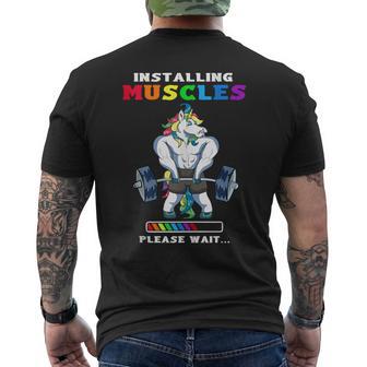 Unicorn Installing Muscles Please Wait Gym Men's T-shirt Back Print - Monsterry CA