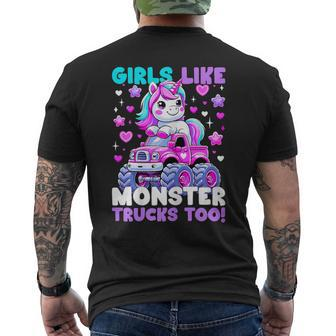 Unicorn Monster Truck Girls Like Monster Trucks Too Men's T-shirt Back Print - Monsterry AU