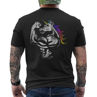 Unicorn With Muscle Birthday Fathers Day Gym Men's T-shirt Back Print - Monsterry DE