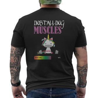 Unicorn Pony Installing Muscles Unicorn Gym Mens Back Print T-shirt | Mazezy