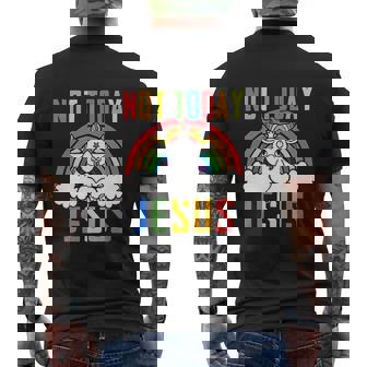 Unicorn Rainbow Not Today Jesus Mens Back Print T-shirt - Thegiftio UK