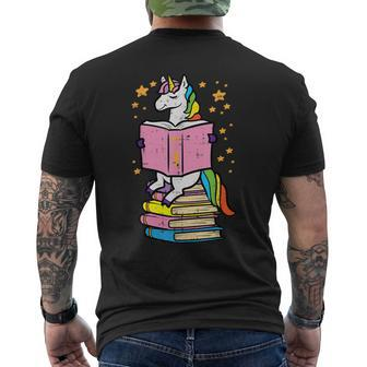 Unicorn Read Reading Book Librarian America Girls Women Men's T-shirt Back Print | Mazezy